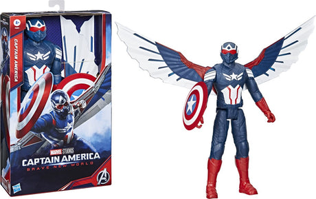 Hasbro Marvel Studios Capitán América Brave New World, figura de acción de lujo del Capitán América de 12 pulgadas, accesorios de escudo