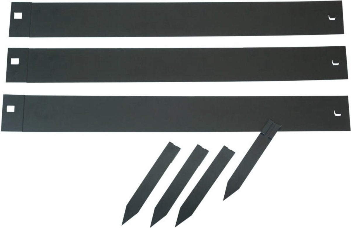 Naturaleza - Borde para bordillo (juego de 3) - Acero galvanizado - Incluye estacas para el suelo - Negro - Borde para césped
