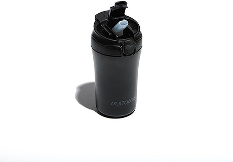 Botella térmica Muitomas - forro de doble aislamiento - 350 ml - tapa con cierre - 12 horas de bebidas calientes o 24 horas frías - negro