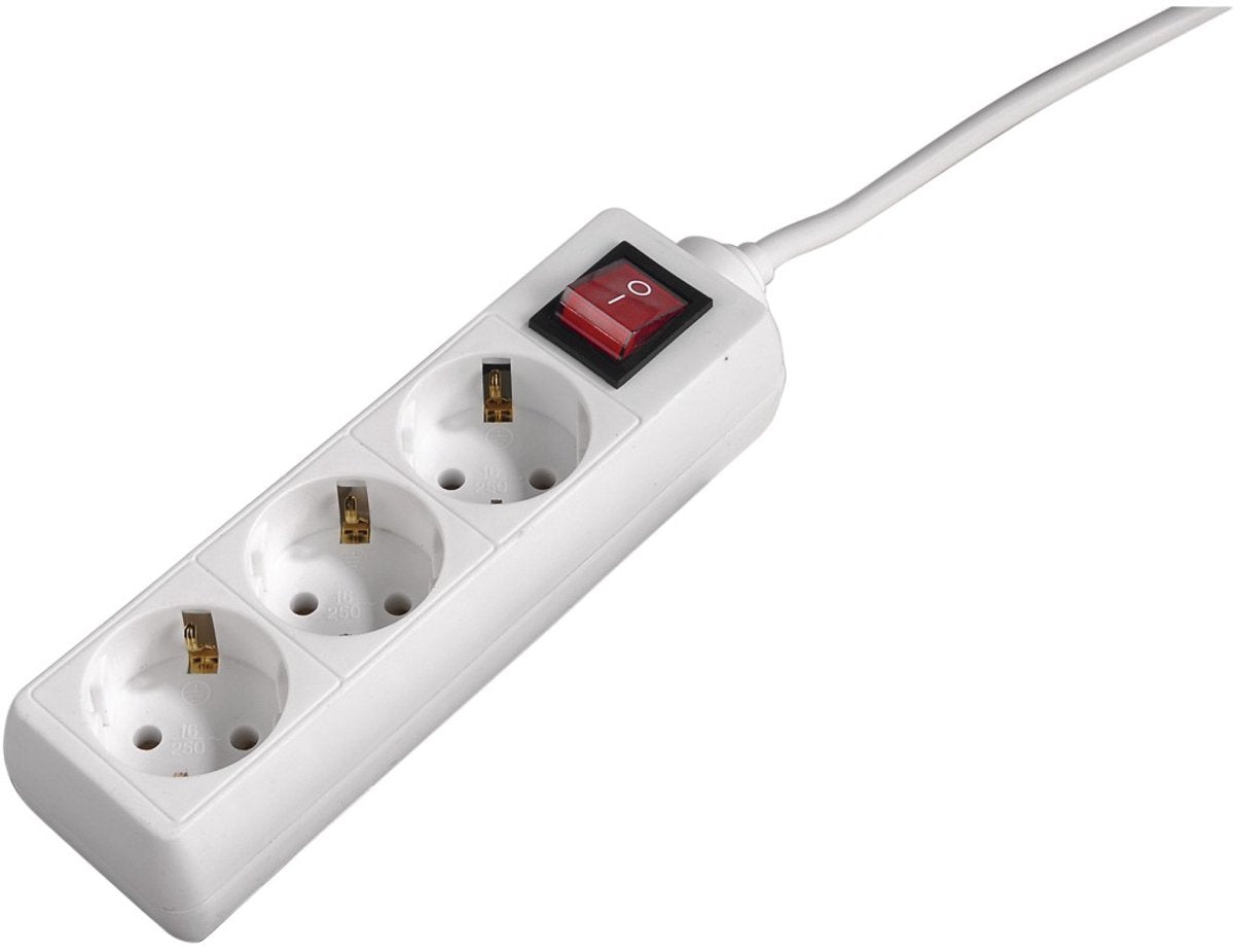 Regleta Hama con interruptor - 3 vías - cable de 3m - blanco