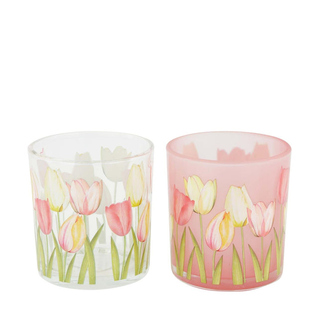 Dijk natural collections portavelas estampado tulipán ø7,3xh8cm