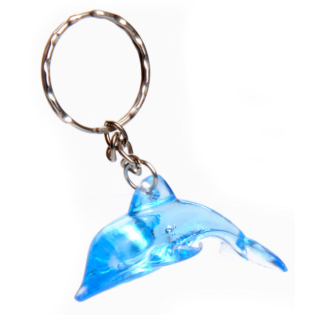 Llavero delfín, azul transparente