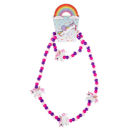 Collar y pulsera de madera Duckiez unicornio