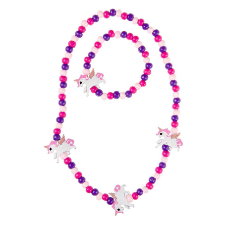 Collar y pulsera de madera Duckiez unicornio