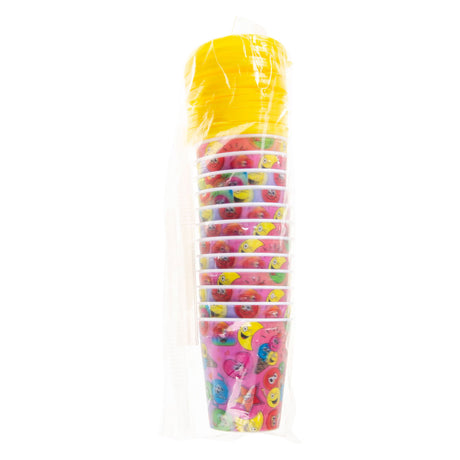 Vaso Duckiez con tapa y carita sonriente con pajita, 12 uds.