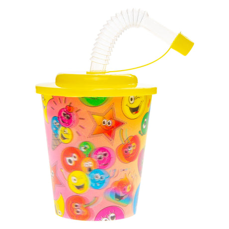 Vaso Duckiez con tapa y carita sonriente con pajita, 12 uds.
