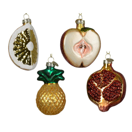 Decoris Colgante navideño fruta vaso piña granada manzana pera 5x7cm