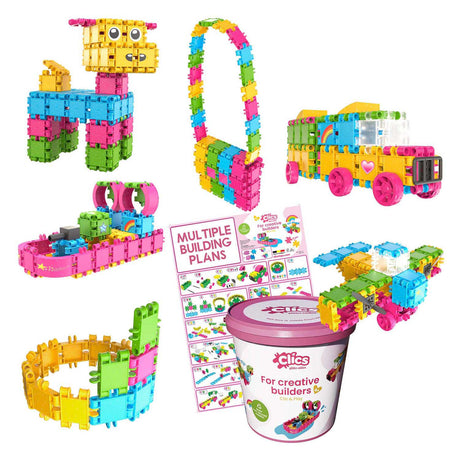 Bloques de construcción Clics - juego de construcción con purpurina 8 en 1