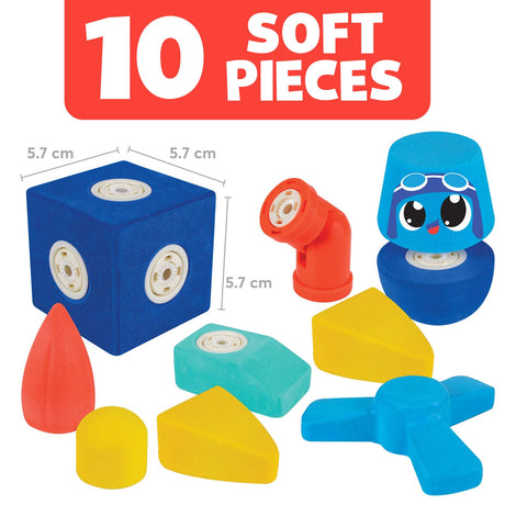 Blockaroo bloques magnéticos de espuma caja de avión, 10 uds.