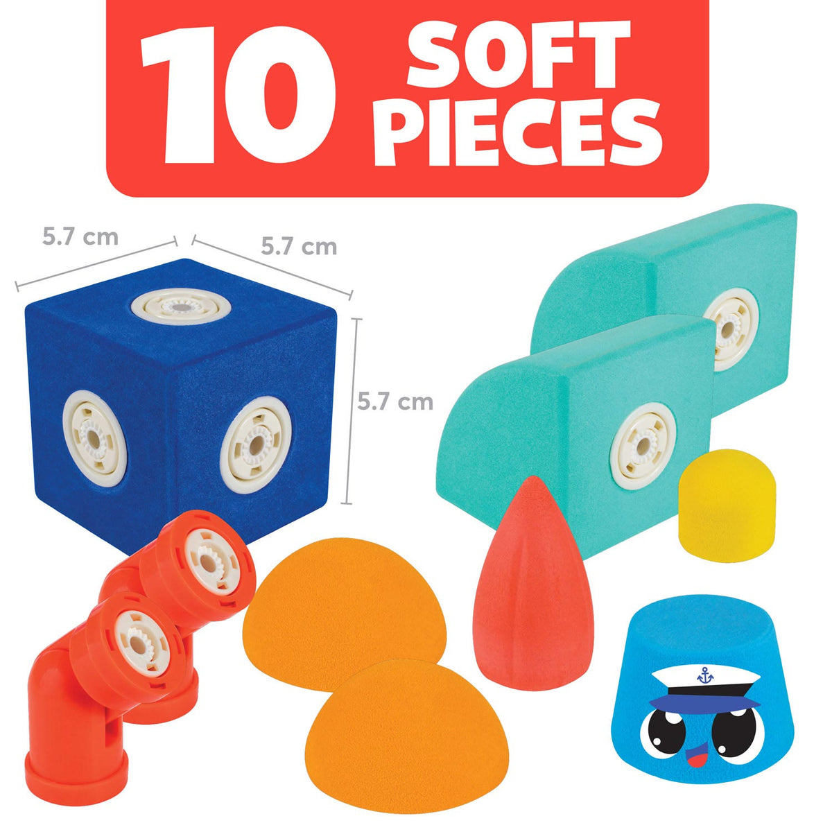 Bloques magnéticos de espuma Blockaroo, caja para barcos, 10 uds.