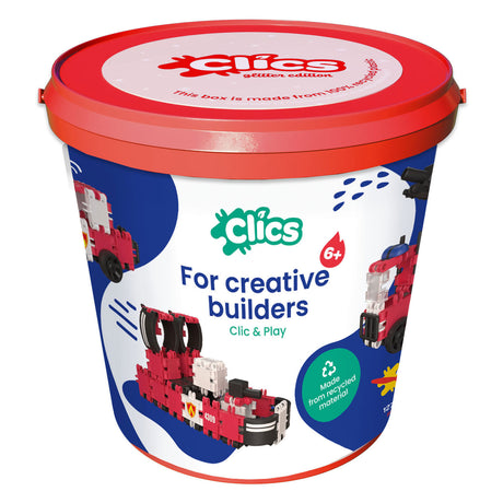 Clics bomberos bloques de construcción 8 en 1 - juguetes sostenibles hechos de plástico reciclado - set de construcción 8 en 1 - juguetes niños y niñas 4,5,6,7,8 años - juguetes educativos - juguetes Montessori - juguetes de construcción