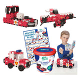 Clics bomberos bloques de construcción 8 en 1 - juguetes sostenibles hechos de plástico reciclado - set de construcción 8 en 1 - juguetes niños y niñas 4,5,6,7,8 años - juguetes educativos - juguetes Montessori - juguetes de construcción