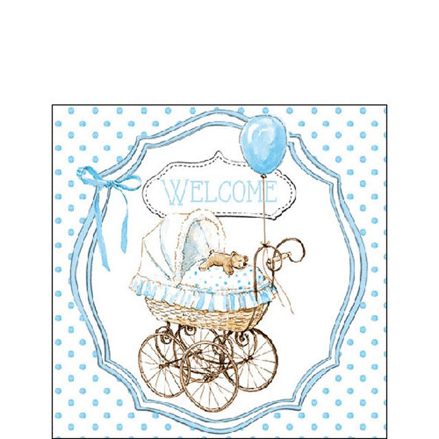 Servilletas Ambiente 25x25cm bienvenida azul