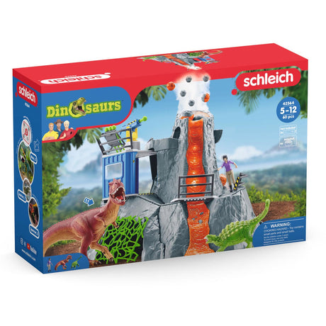 Dinosaurio Schleich - la gran expedición al volcán - dinosaurios de juguete - juguetes para niños - dinosaurios de juguete - t-rex, anquilosaurio y volcán en erupción - 36 piezas