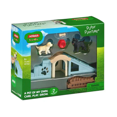 Diversión de aventuras en el mundo de la granja Schleich para cachorritos 42763