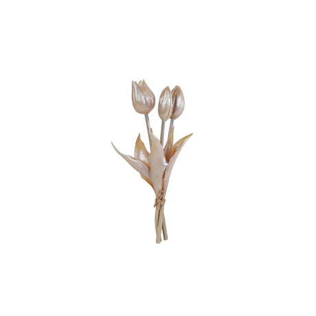 Tulipán de flores artificiales 3x champán dorado 25cm