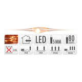 Alambre de cobre con 80 luces LED