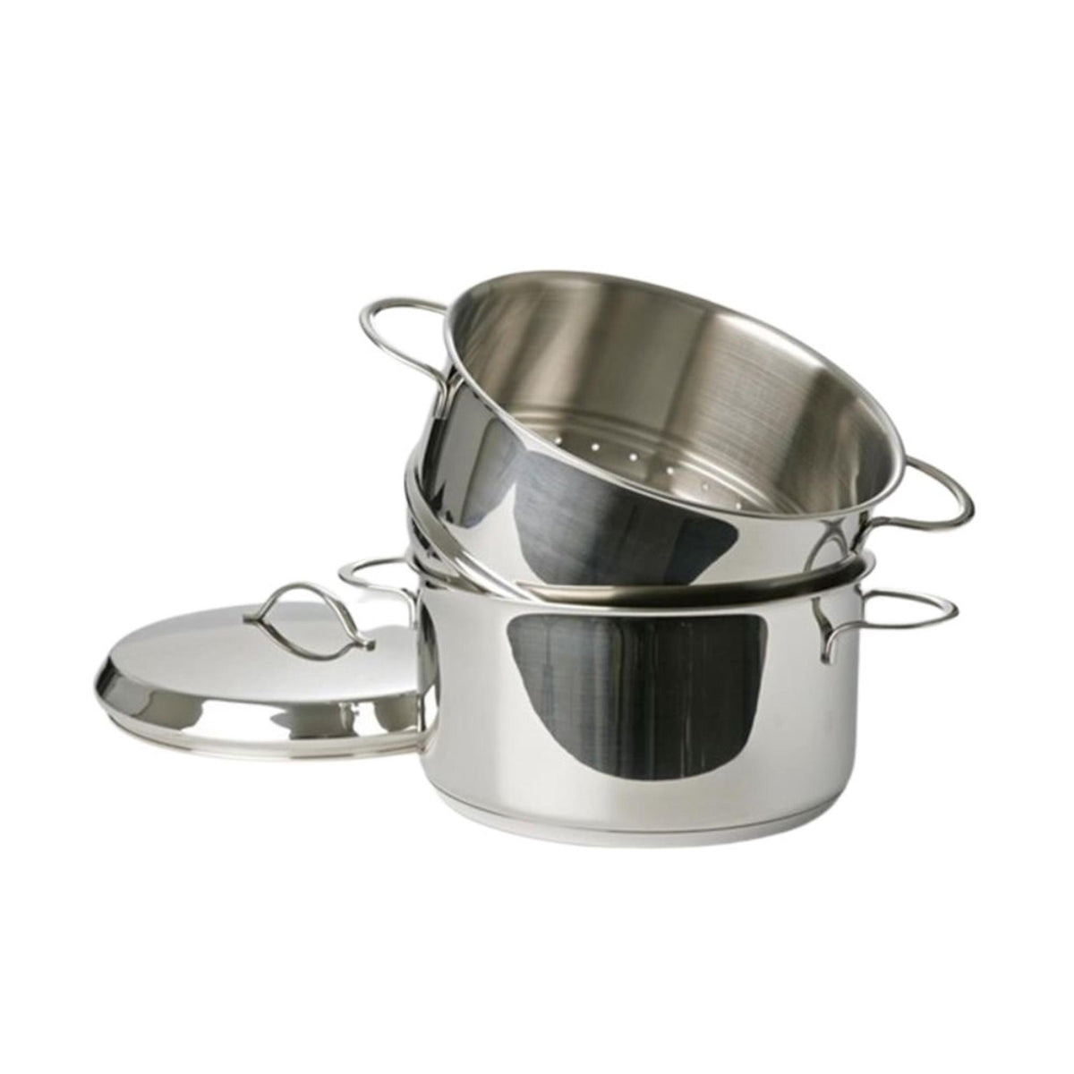 Juego de vaporera Eurocuisine de 20 cm de acero inoxidable con asas de acero de 3,1 litros