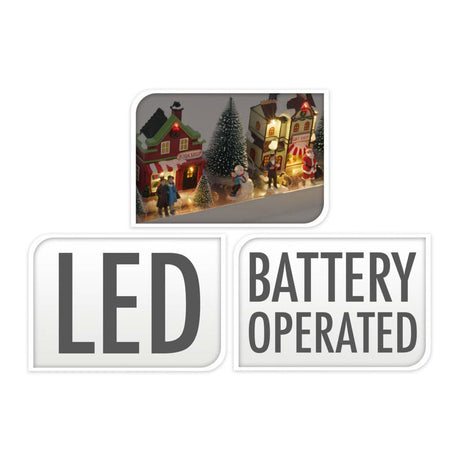 Pueblo navideño con juego de LED, 17 uds.