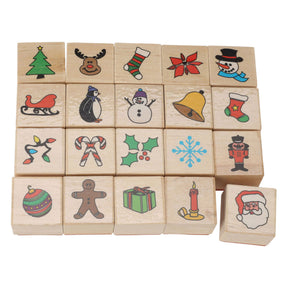 Set de sellos de madera Navidad, 20dlg.