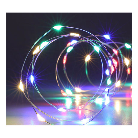 Cadena de luces LED de alambre plateado, 195 cm - de color