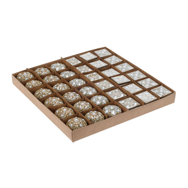 Caja de almacenamiento 4x3 cm dorada, juego de 36