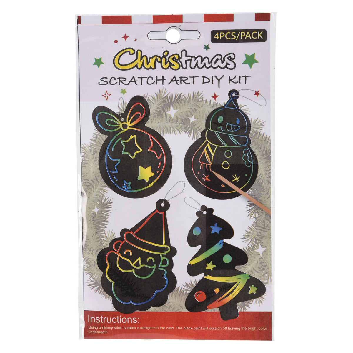 Perchas navideñas Scratch art, 4 piezas.