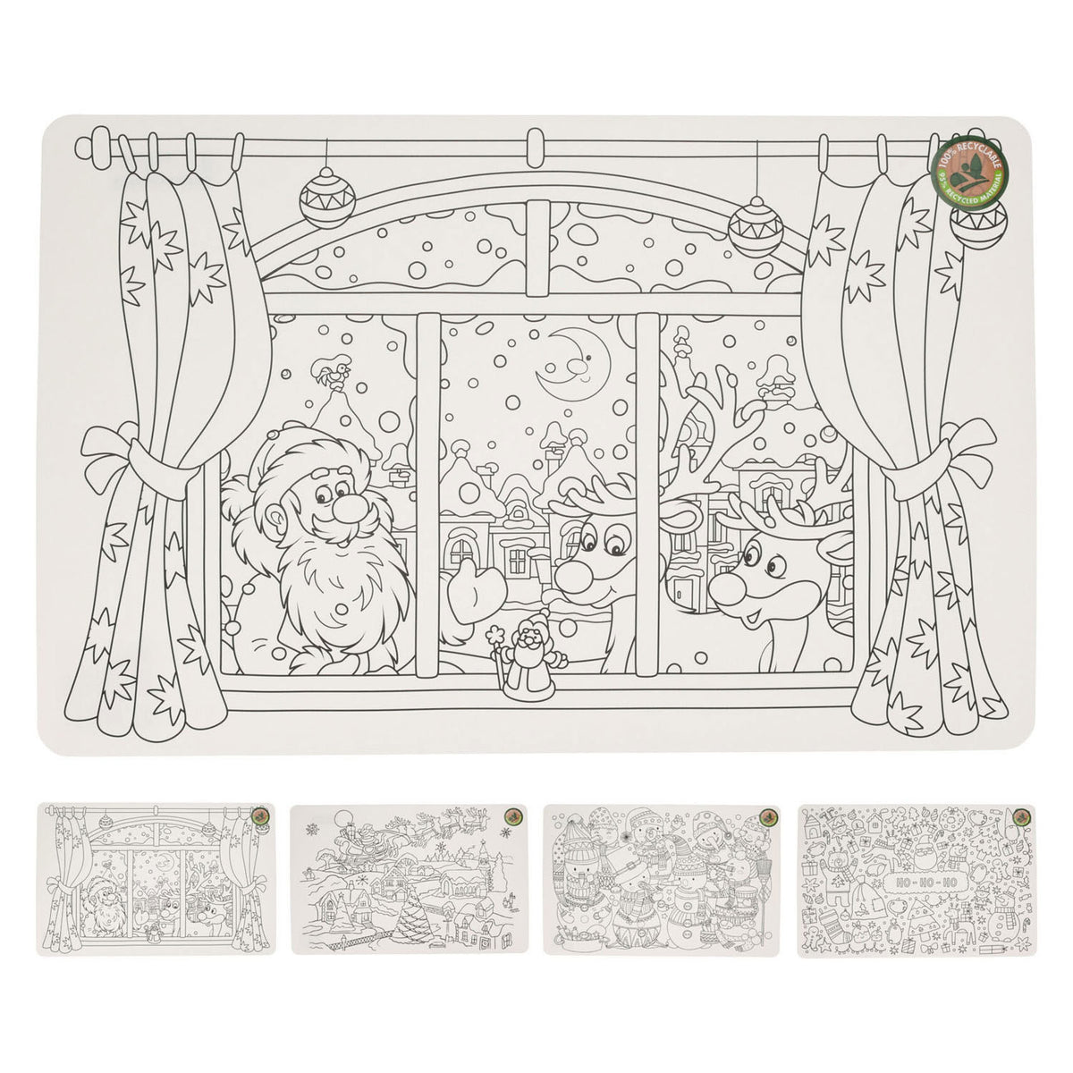 Página para colorear navideño de PLATEMAT, conjunto de 12 piezas