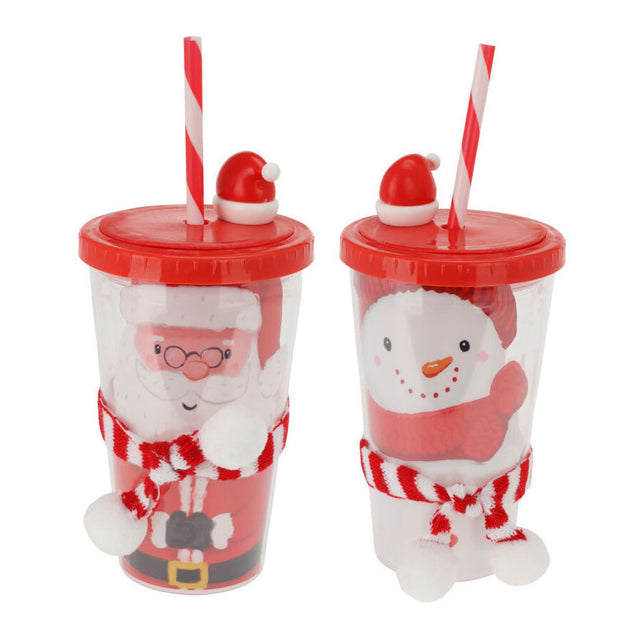 Beber tazas de Navidad con paja, set de 12 piezas