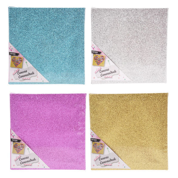 Lienzo con purpurina 15x15 cm, juego de 12