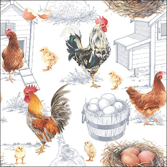 Servilletas Ambiente granja de pollos 25cm