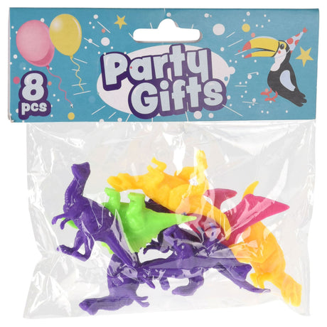 Regalos para repartir dinosaurios de colores, 8 unidades.