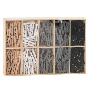 Mini clavijas de madera en tonos de gris, 5 colores