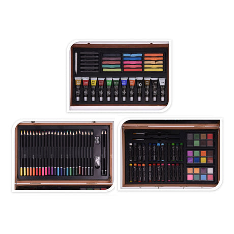 Set de pintura y dibujo en estuche de madera - 112 uds.