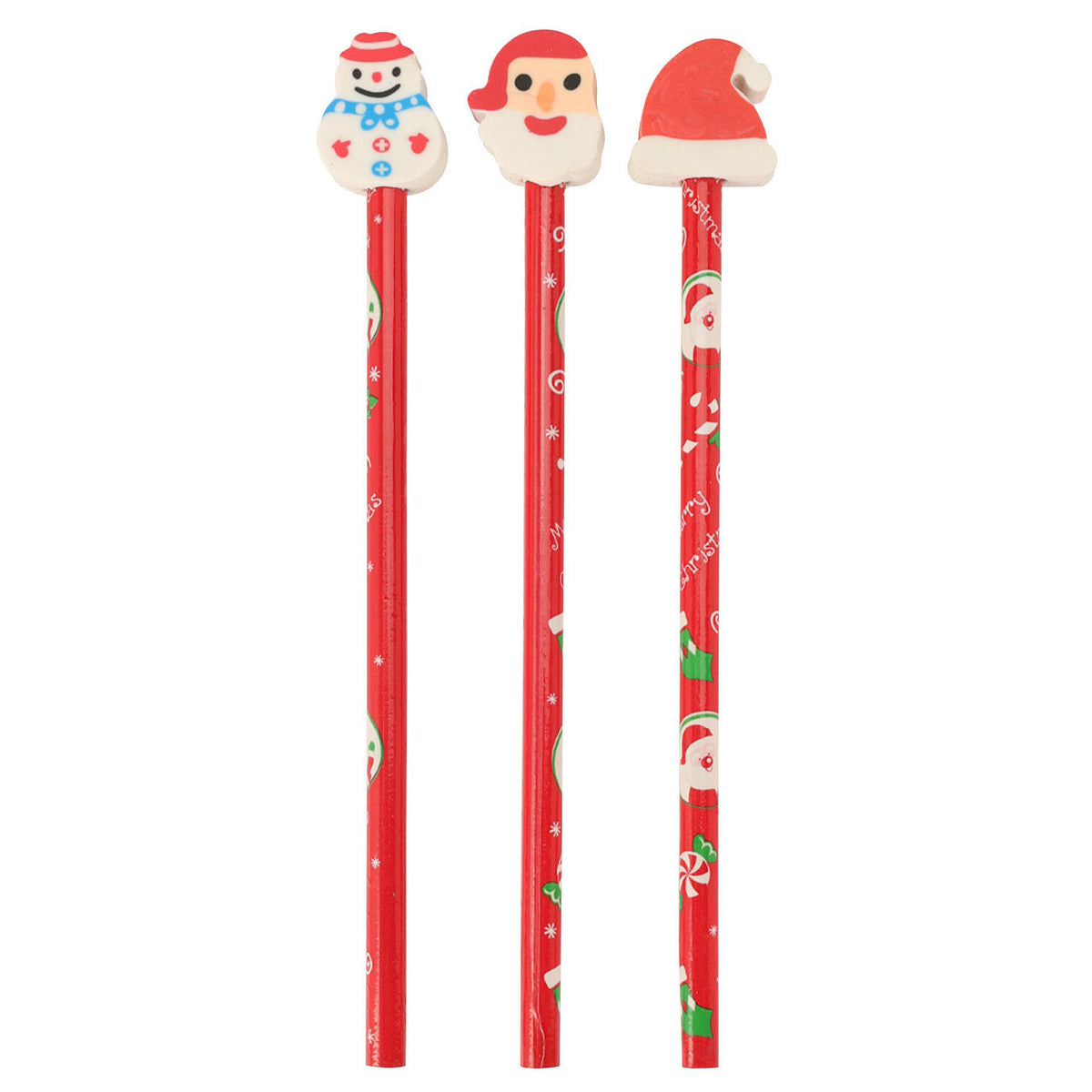 Lápiz con goma de borrar Navidad, 3 uds.