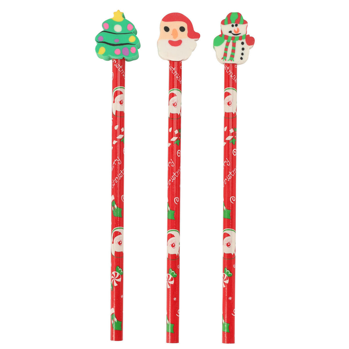 Lápiz con goma de borrar Navidad, 3 uds.