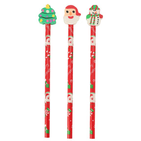 Lápiz con goma de borrar Navidad, 3 uds.