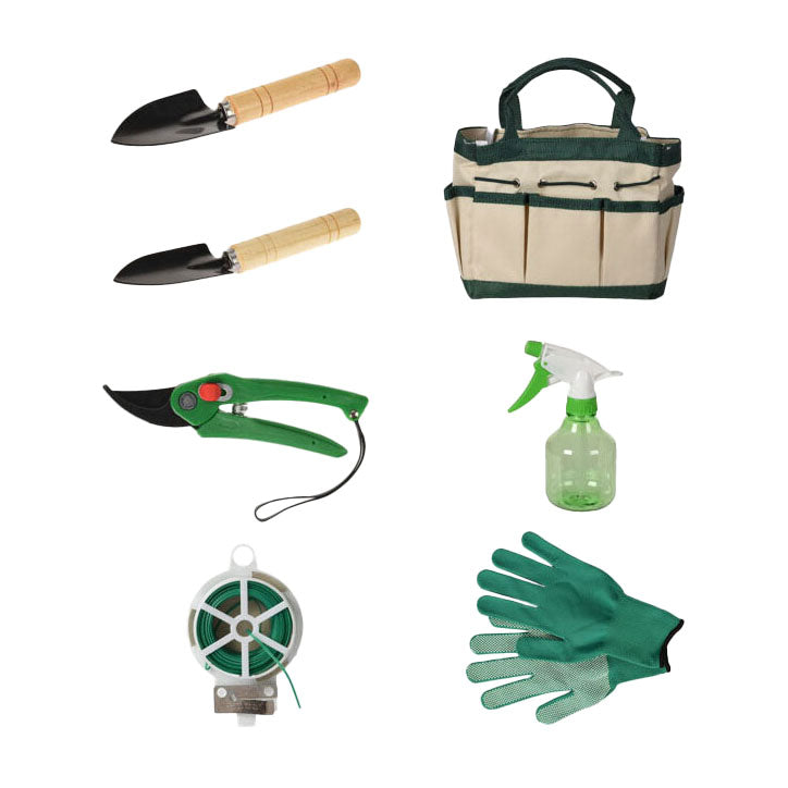 Juego de herramientas de jardín en bolsa, 8 piezas.