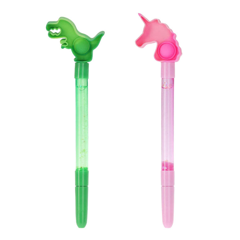 Figura de bolígrafo Pop it con purpurina.