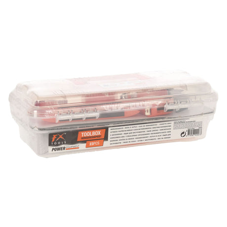 Caja de herramientas de plástico con contenido, 23 piezas.