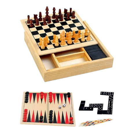 Caja de juegos de madera 4 en 1