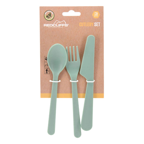 Juego de cubiertos de plástico reciclado, 3 piezas.