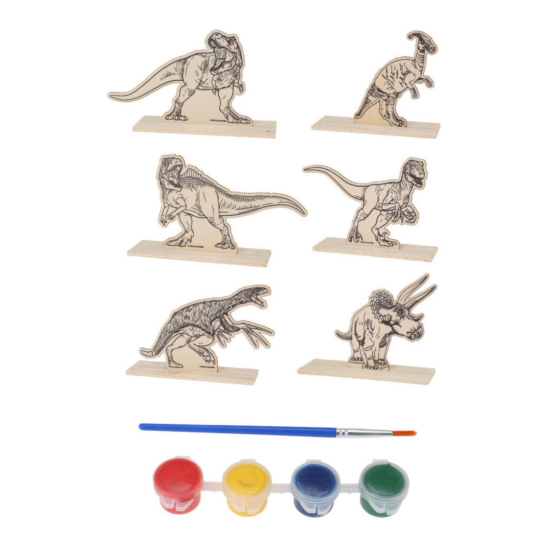 Juego de pintura Dino madera, 6 piezas.
