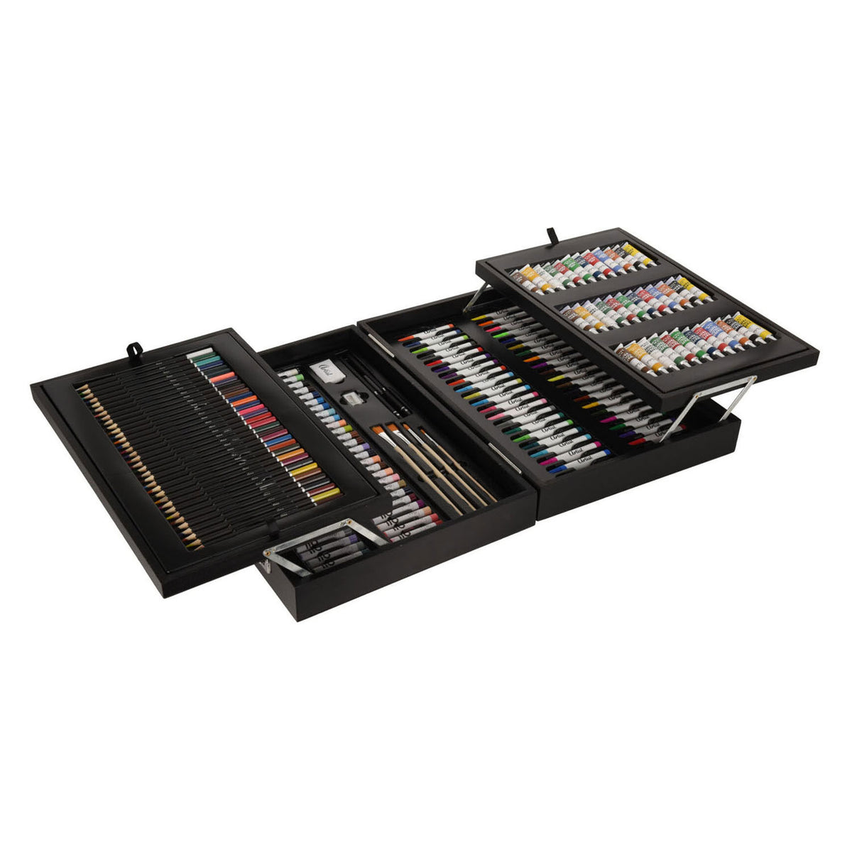 Set de pintura y dibujo de artista en estuche de madera - 174 piezas - estuche de dibujo - set de pintura