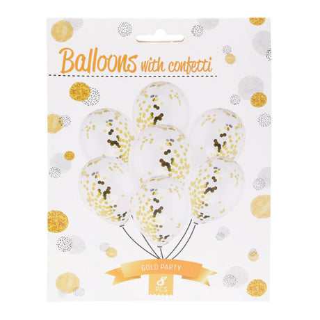 Globos con confeti dorado.