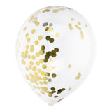 Globos con confeti dorado.