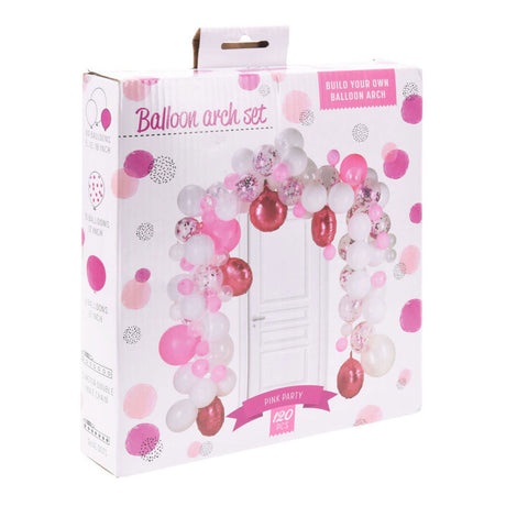 Construye tu propio juego de arco para globos rosa, 120 piezas.