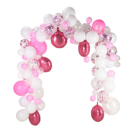 Construye tu propio juego de arco para globos rosa, 120 piezas.