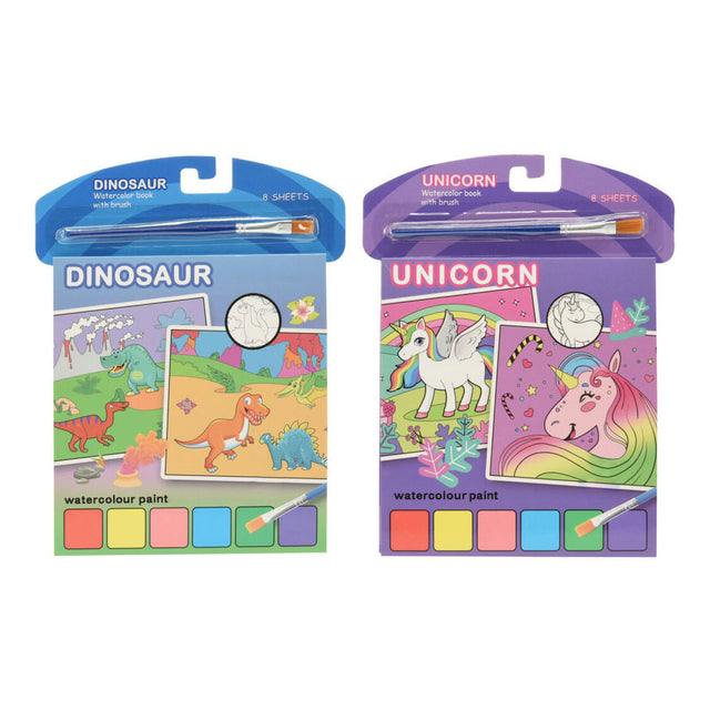 Libro de acuarelas unicornio o dino.