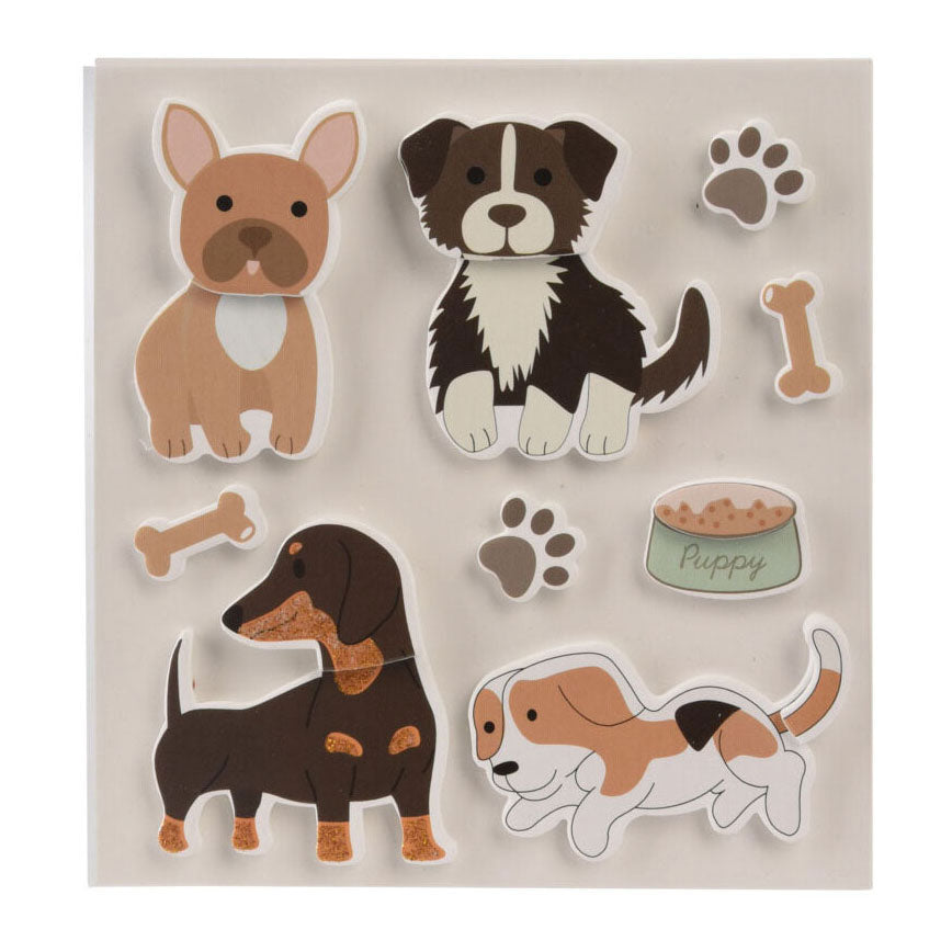 hoja de pegatinas 3d mascotas